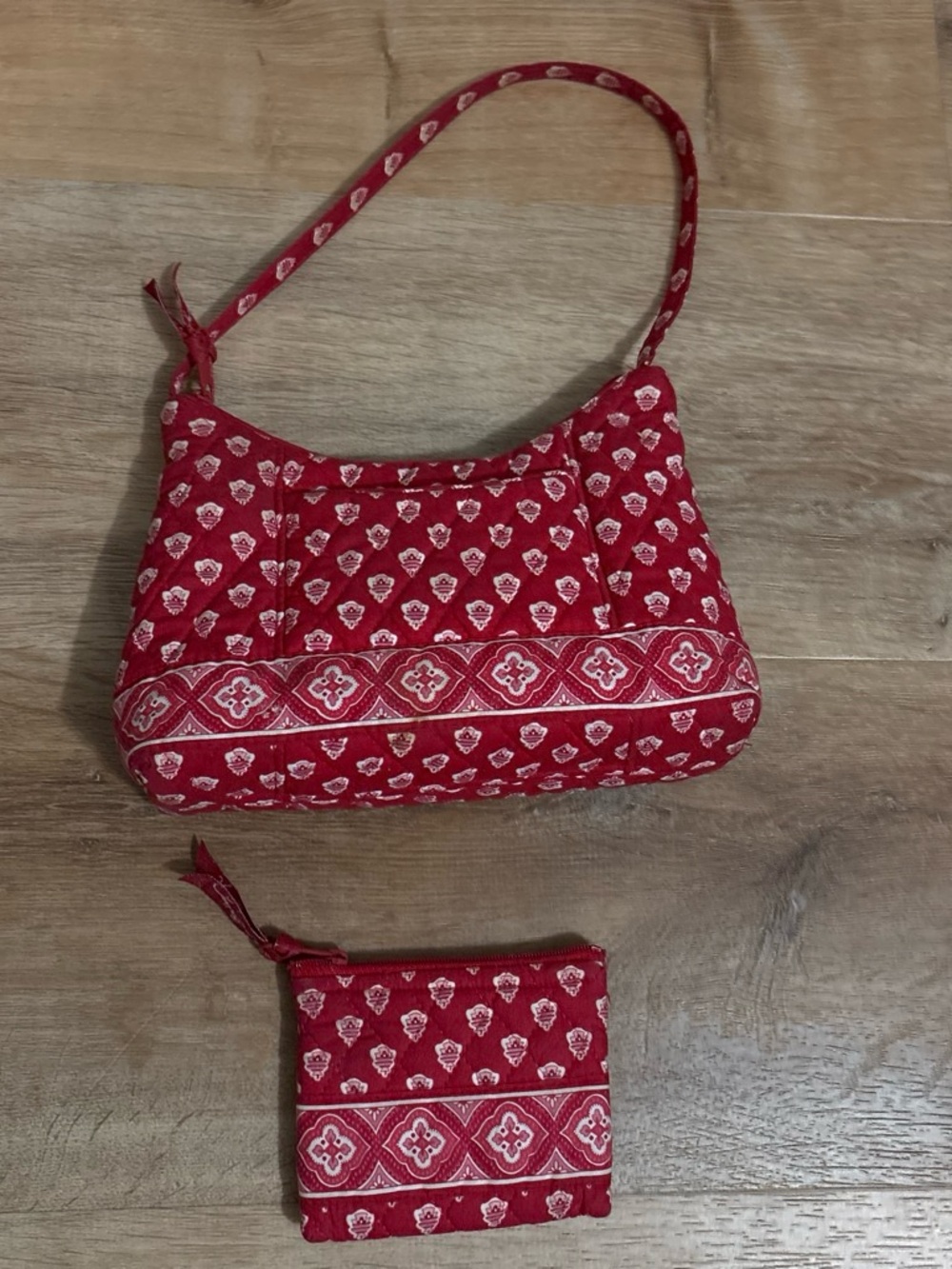Vera Bradley Nantucket Red Shoulder Bag with Matching Coin Pouch